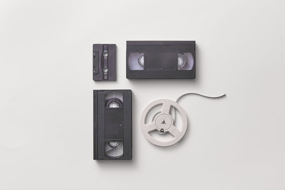 Black VHS Tape on White Background