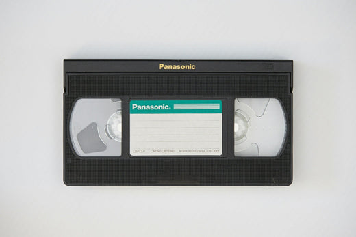 VHS tape with blank label