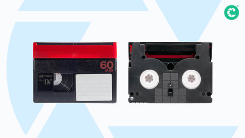 Front and back image of MiniDV videotape