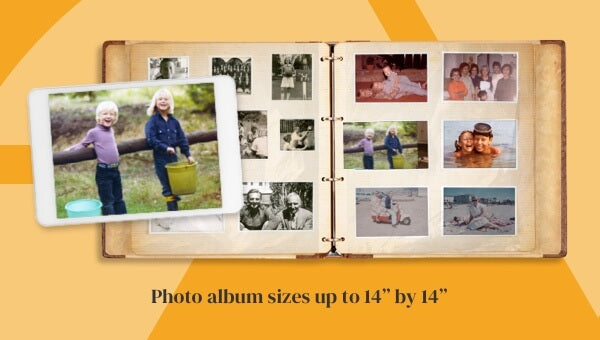 Photo album sizes up to 14" by 14"