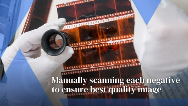 Manually scanning each negative to ensure best quality image